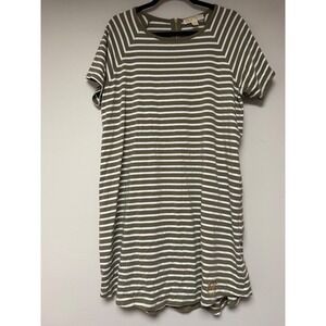 Michael Kors Striped Tunic Dress Khaki White Zipper Back Size 1X